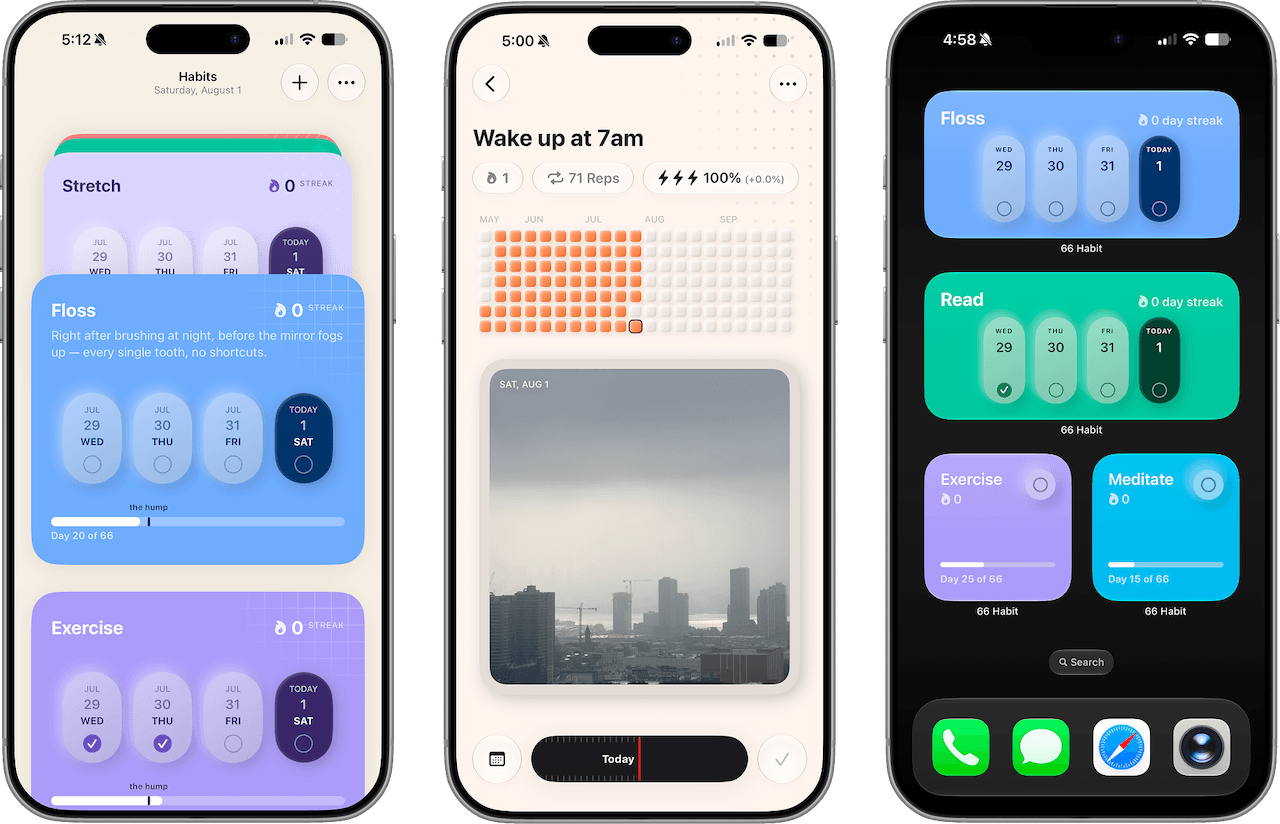 66 Habit — iOS habit tracker screens