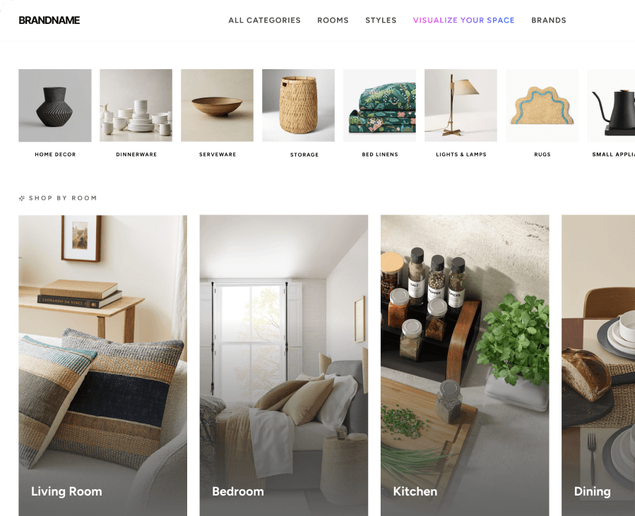 Home Furnishings — e-commerce concept, shop-by-room browsing